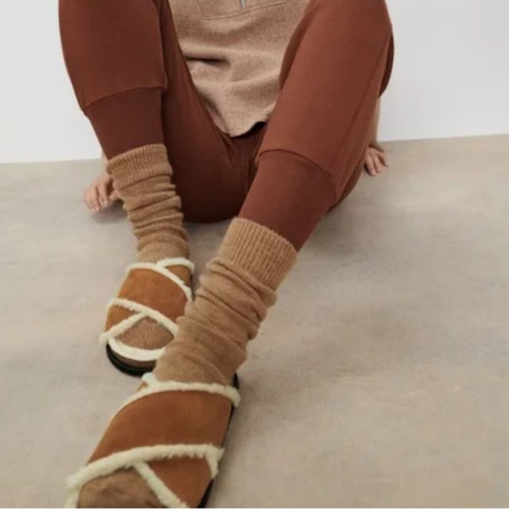 ZARA Faux Fur Lined Leather Slide Sandals - Picture 16 of 16